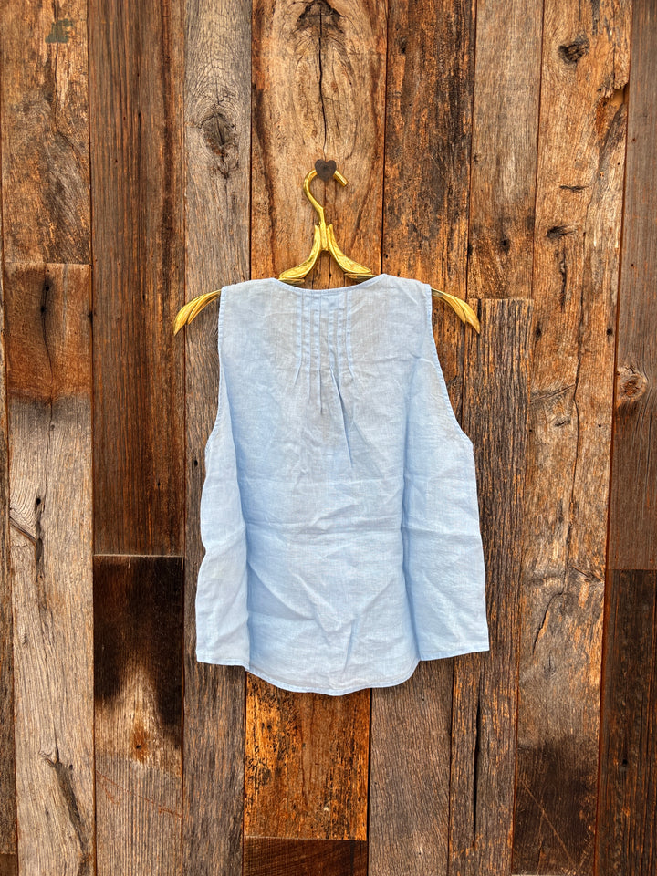 Bella Dahl Sleeveless Pintuck V-Neck - Blue Bell