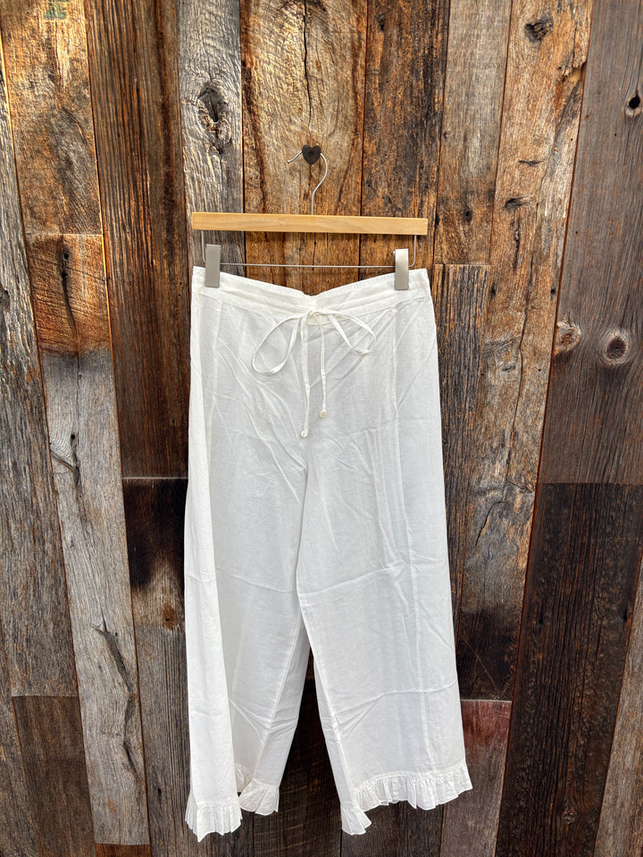 Chan Luu Cotton Ruffle PJ Set - White