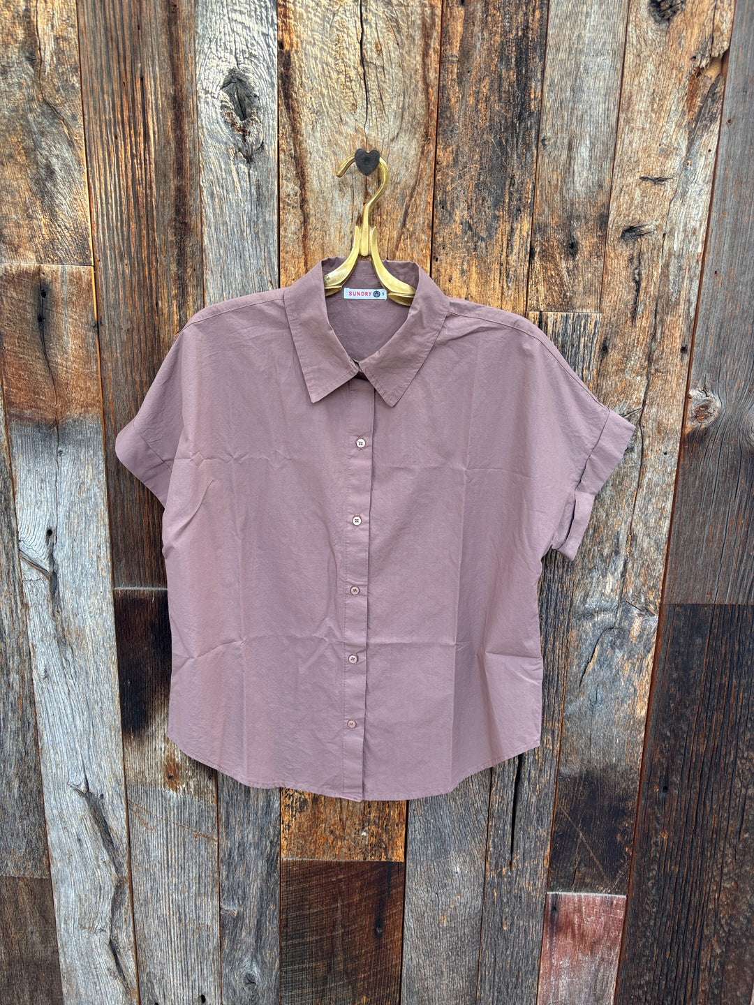 Sundry Roll Sleeve Top Mushroom