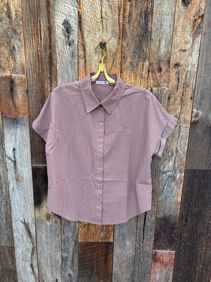 Sundry Roll Sleeve Top Mushroom
