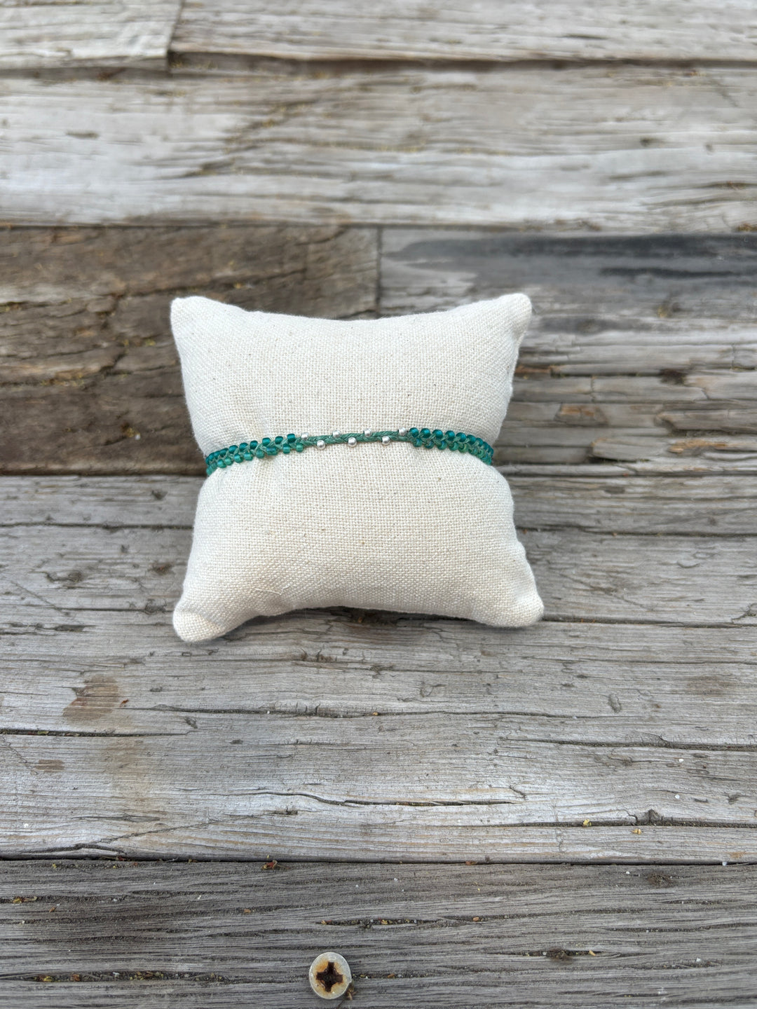 Minetta Design Green Beads w/ Silver Details Bracelet