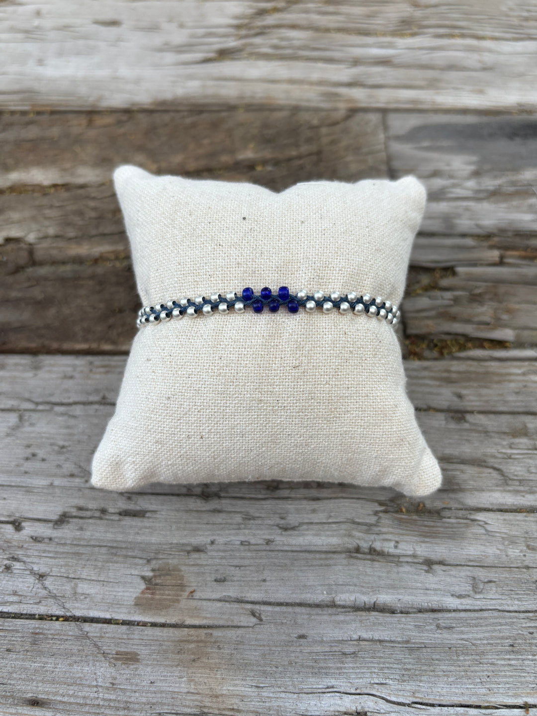 Minetta Design African Navy Beads/Silver w/ Tika Bracelet