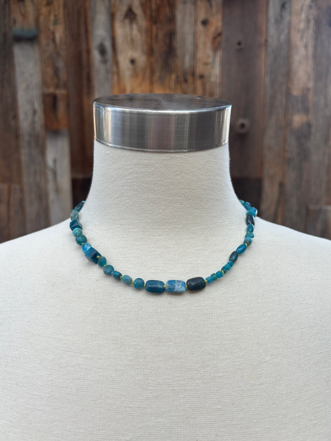 Radiant Malas Assorted Beads Blue Apatite Necklace