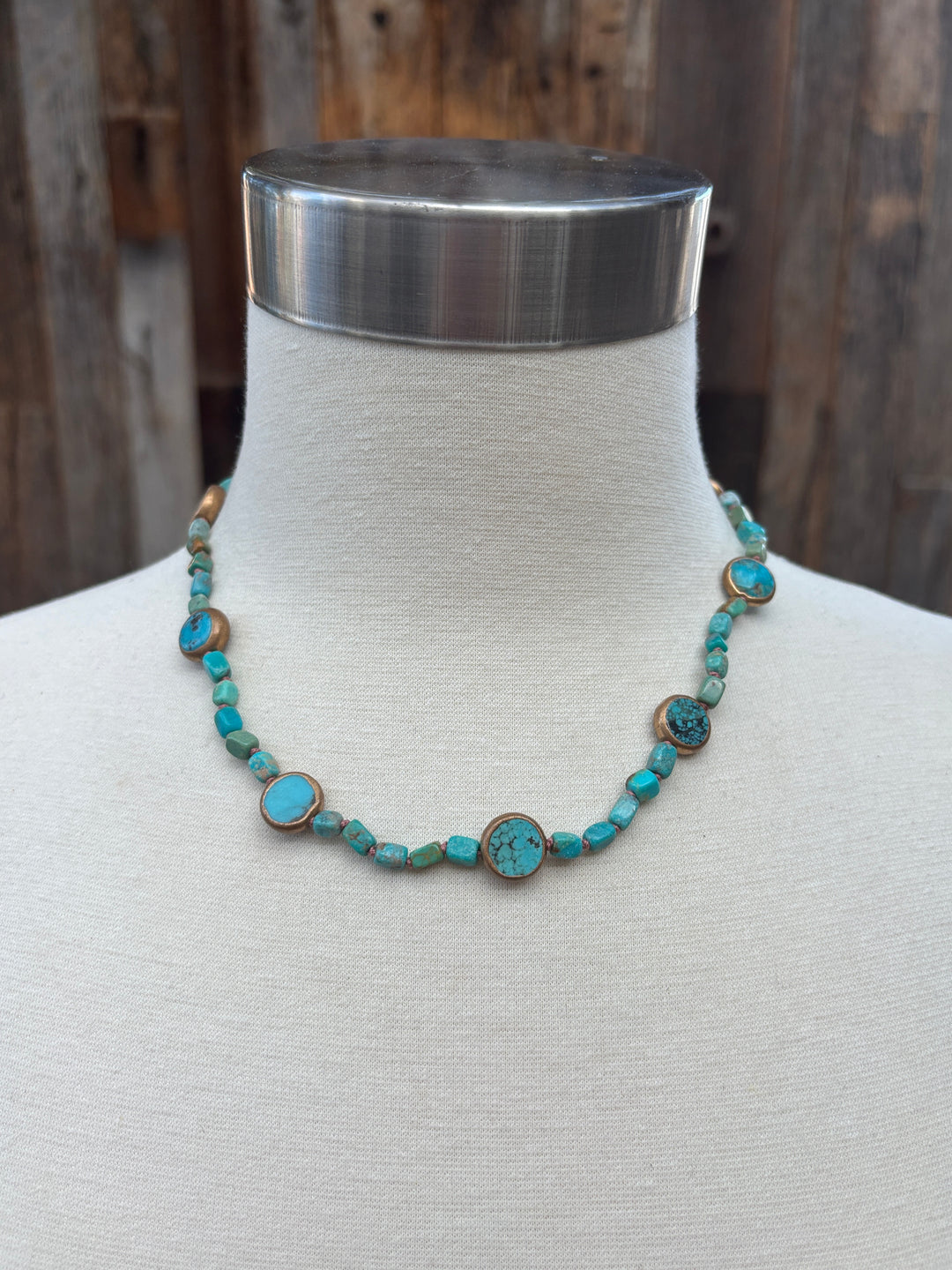Radiant Malas Assorted Beads Turquoise w/ Round Necklace