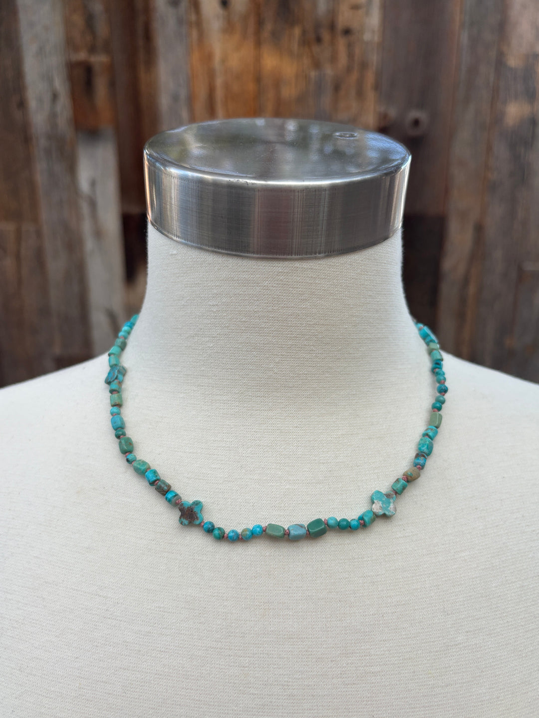 Radiant Malas Assorted Beads Turquoise w/ Cross Necklace