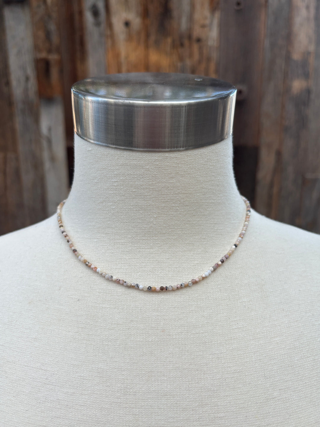 Radiant Malas Tiny Intention Necklace Pink Opal 16"