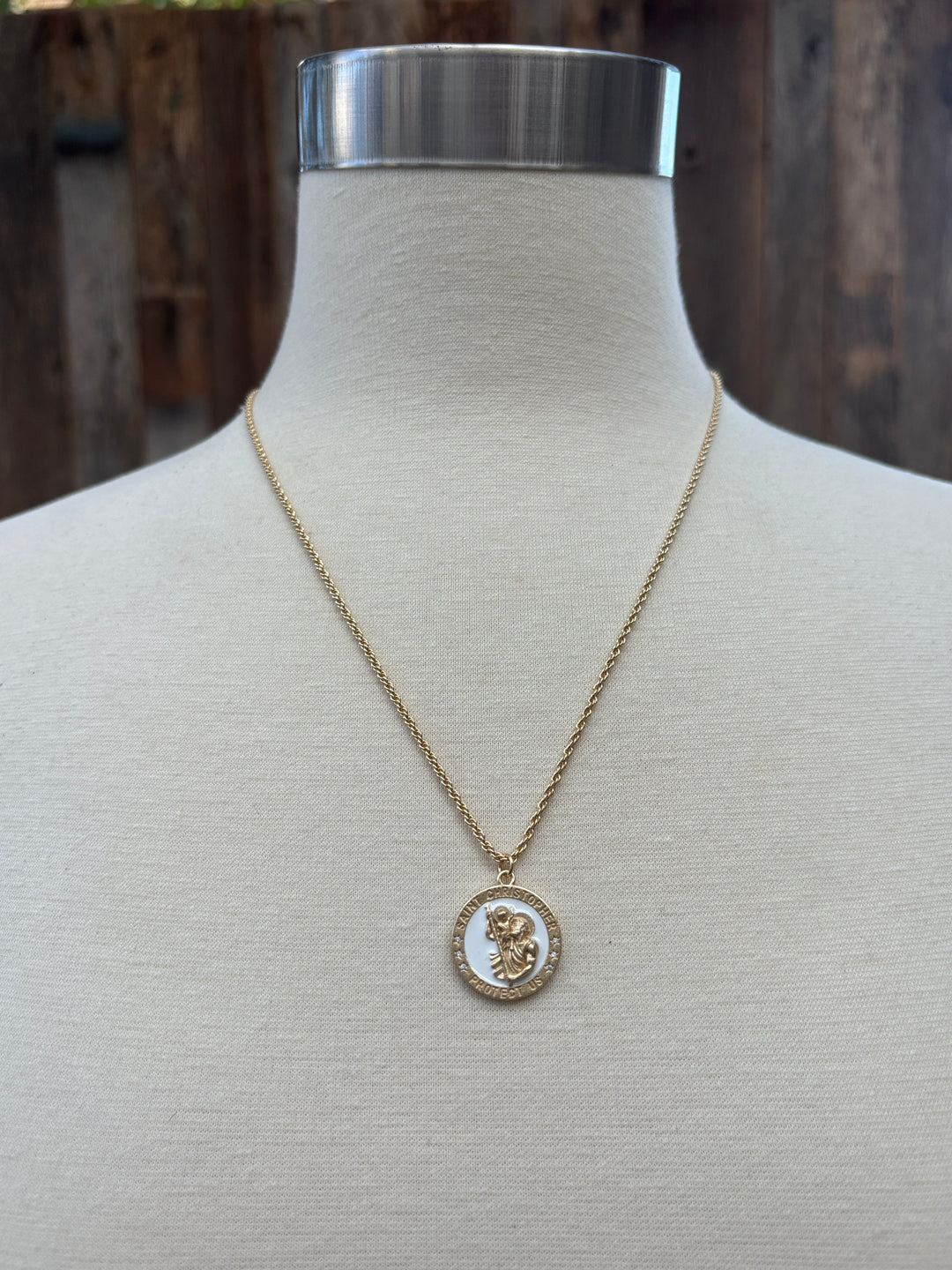 Joy Dravecky Saint Christopher Pendant Necklace white