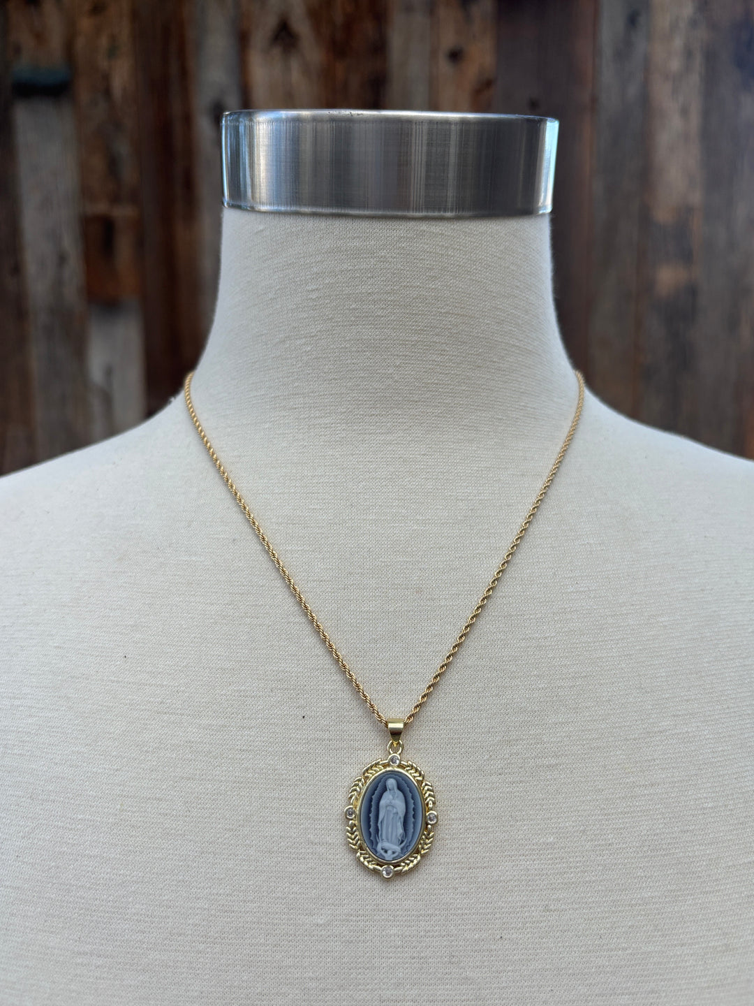 Joy Dravecky Blue Cameo Mary Necklace