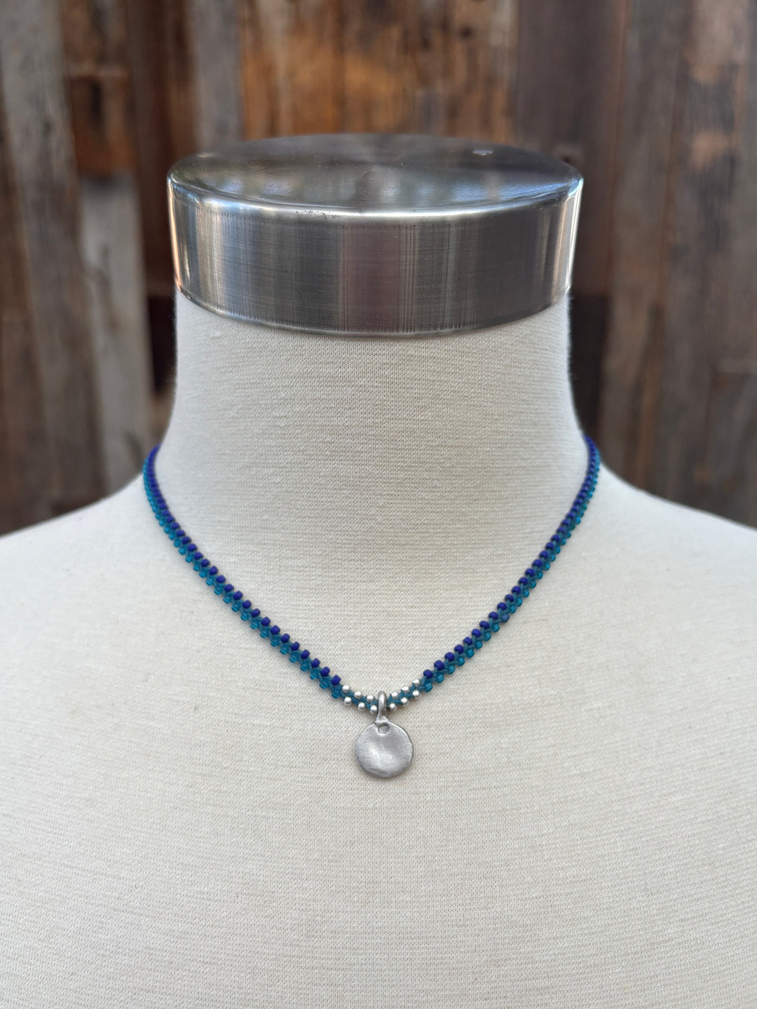 Minetta Navy and Sky Blue w/ Sun Pendant Necklace