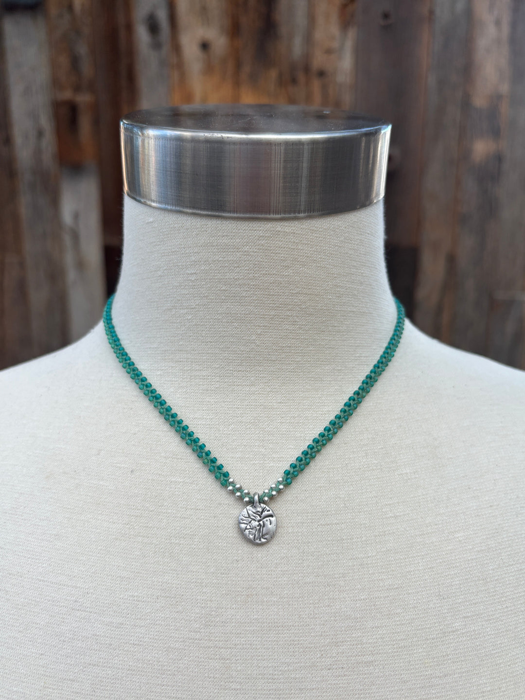 Minetta Green w/ Oak Tree Pendant Necklace