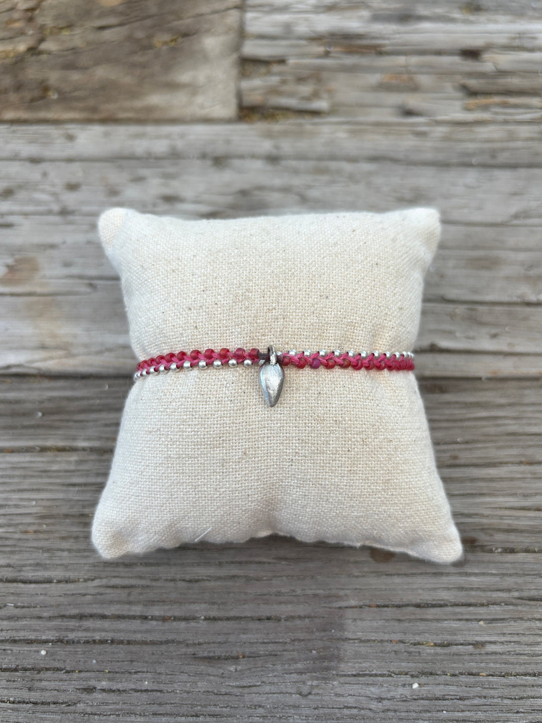 Minetta Pink w/ Silver Accents and Petal Charm Bracelet