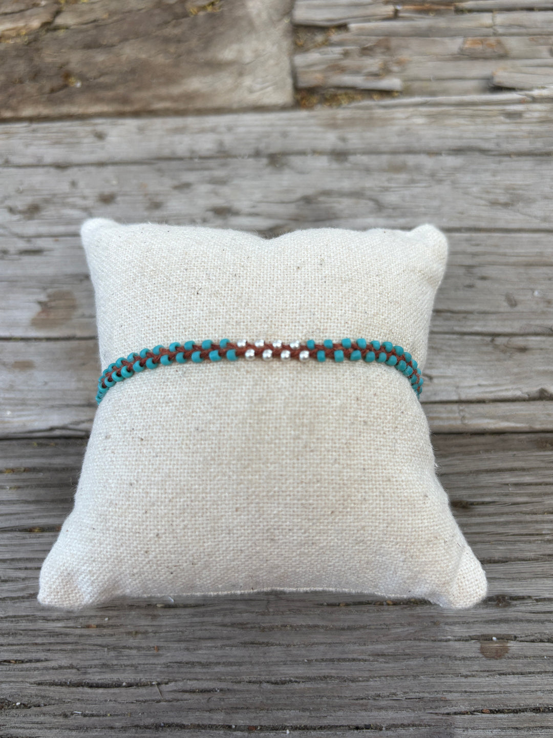 Minetta Design Teal Beads w/ Silver Details Bracelet