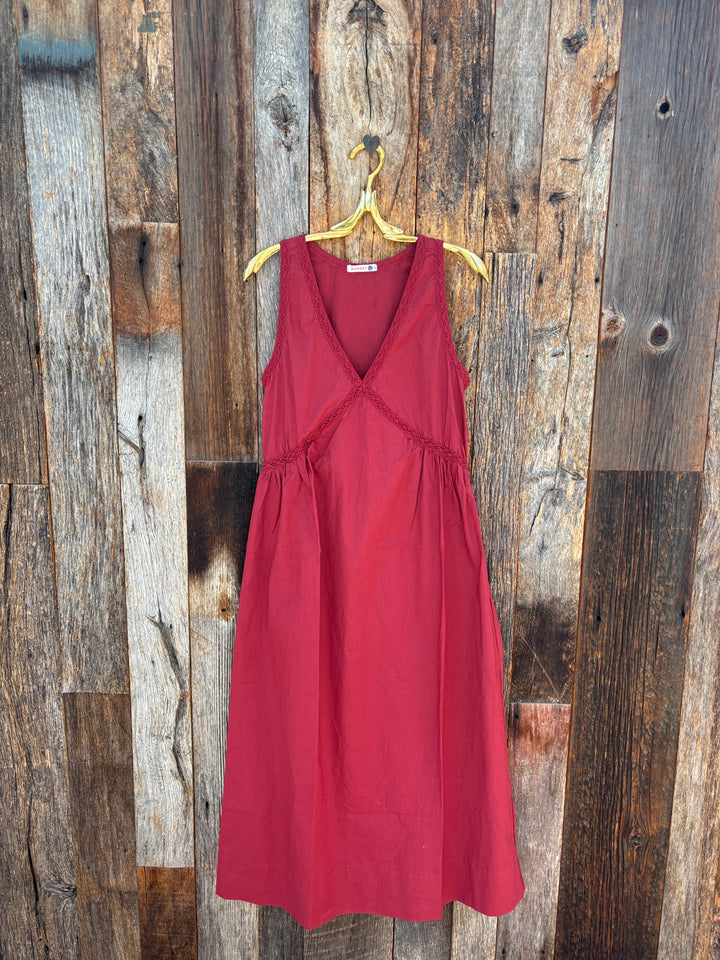 Sundry Sun Kissed Dress with Crochet Trim - Sangria