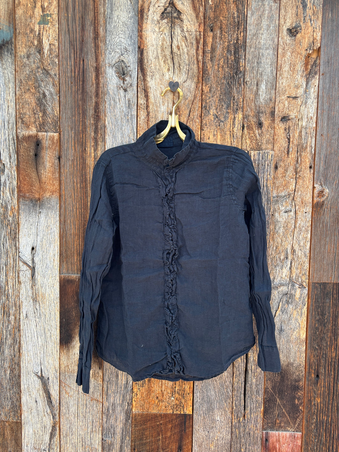 Llea Blue Ruffle Shirt - Ink