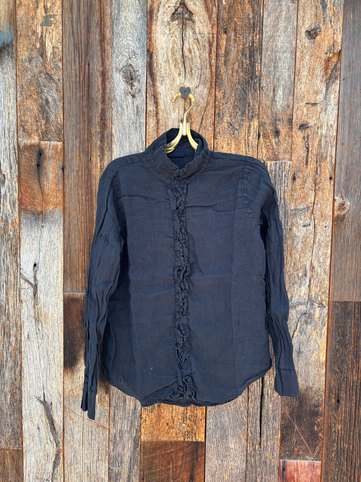 Llea Blue Ruffle Shirt - Ink