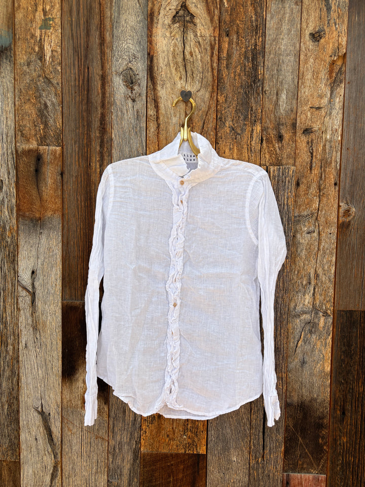 Llea Blue Ruffle Shirt - White