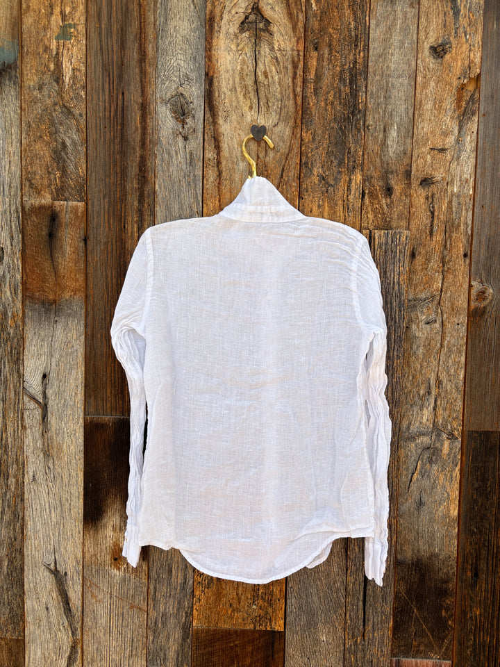 Llea Blue Ruffle Shirt - White