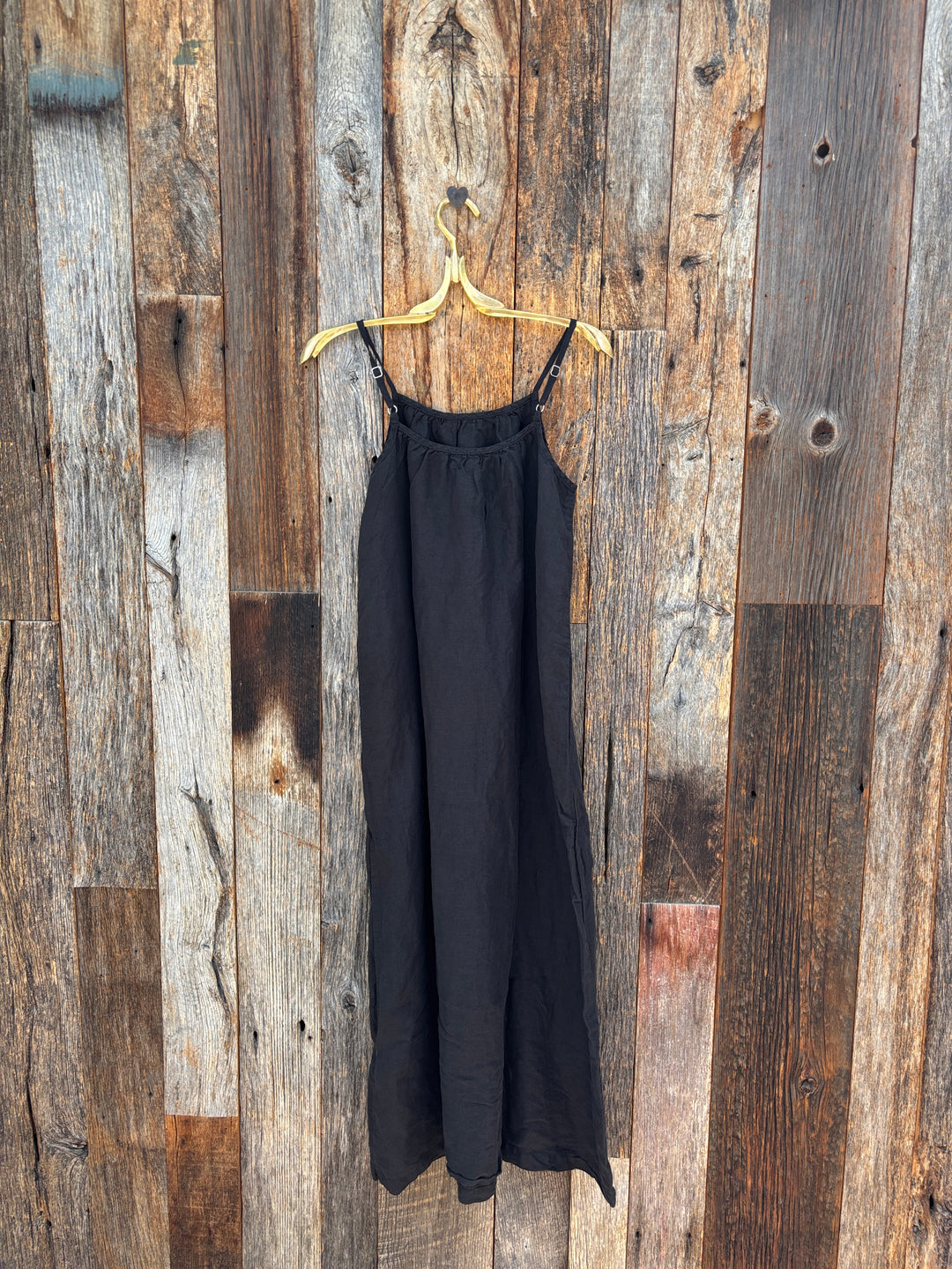 Llea Blue Summer Linen Dress - Black