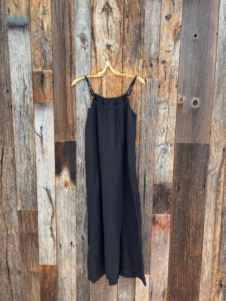 Llea Blue Summer Linen Dress - Black