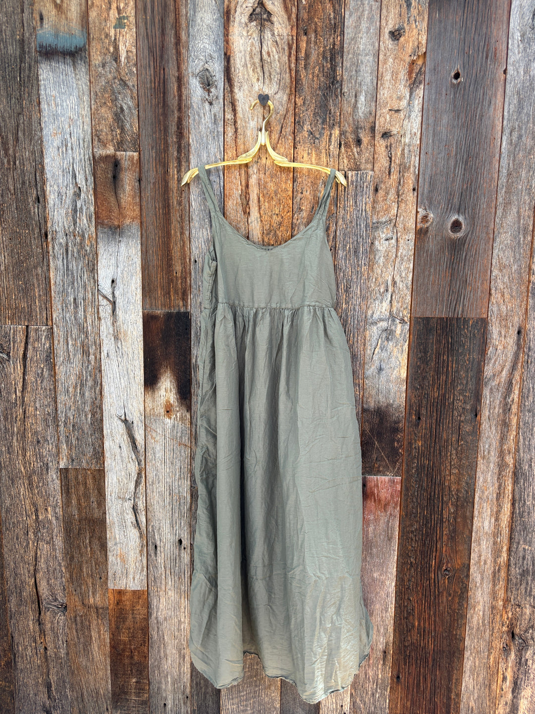 Llea Blue Manon Cotton Silk Dress - Army
