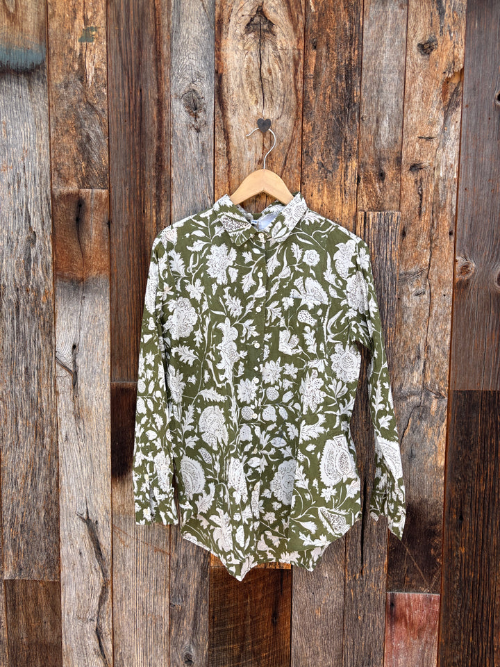 ..And For Good Boyfriend L/S Sugar Hill Floral Olive S/M