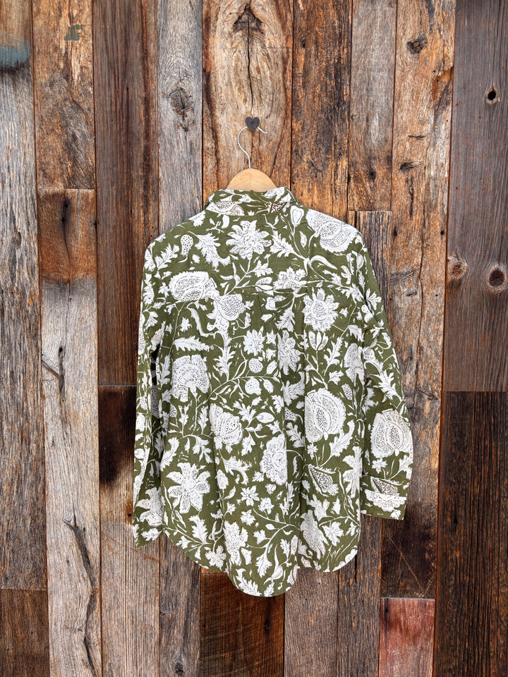 ..And For Good Boyfriend L/S Sugar Hill Floral Olive S/M