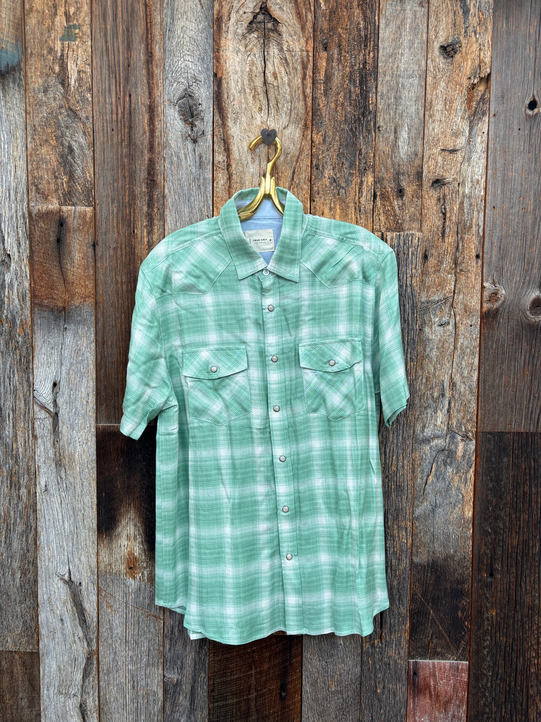 True Grit S/S 2 Pockets Western Shirt Green