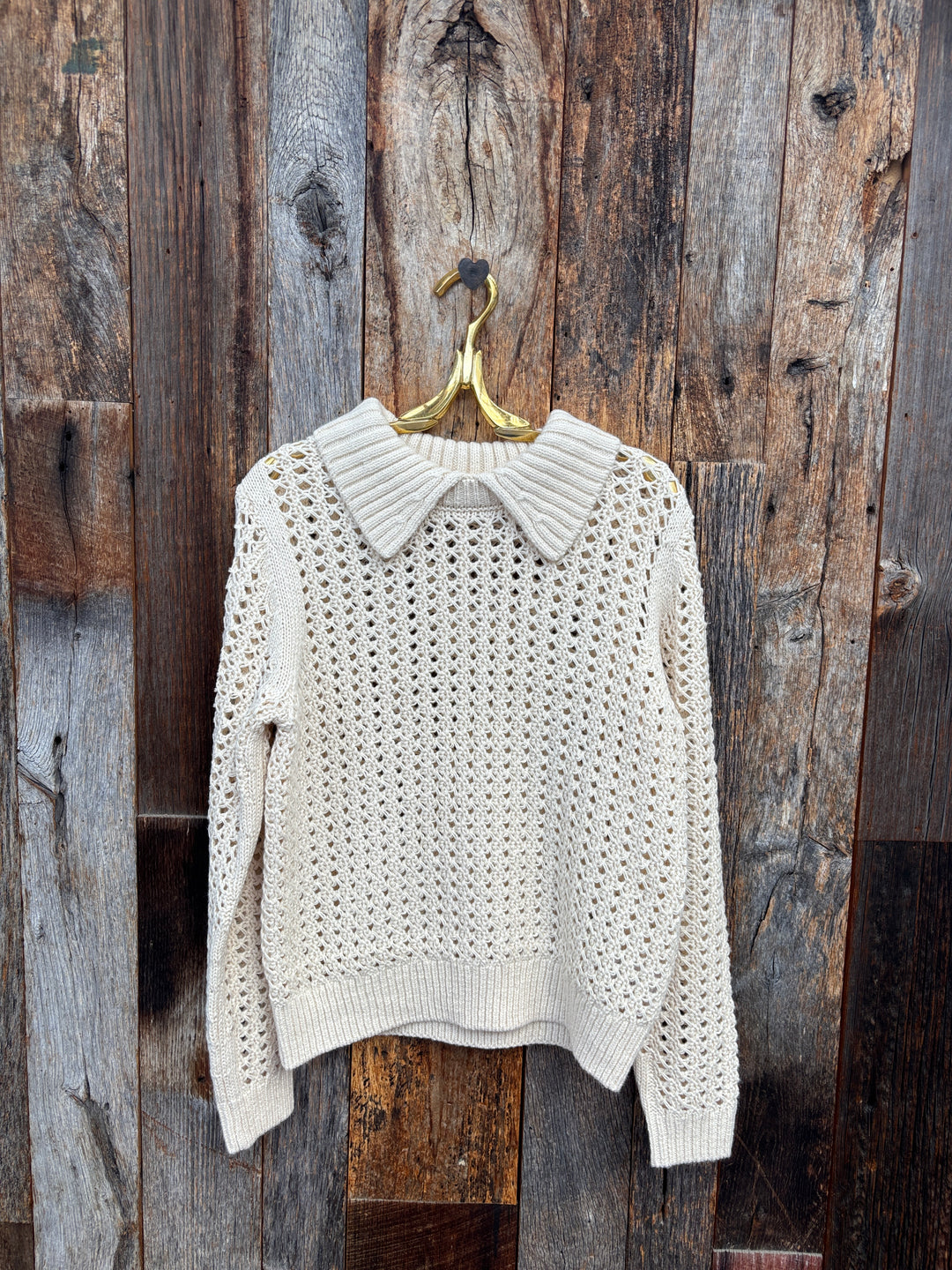Lilla P Textured Polo Sweater Winter White