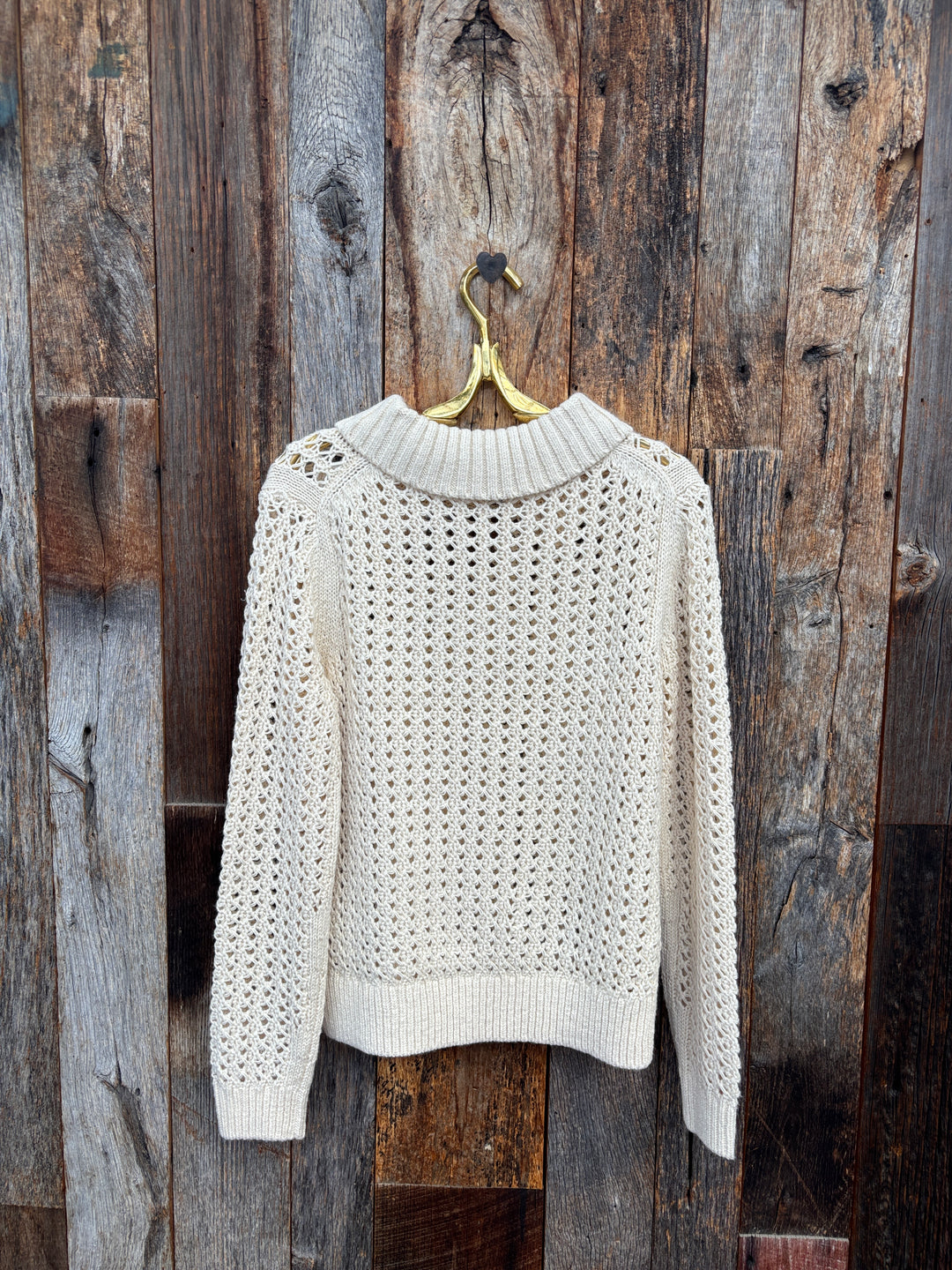 Lilla P Textured Polo Sweater Winter White