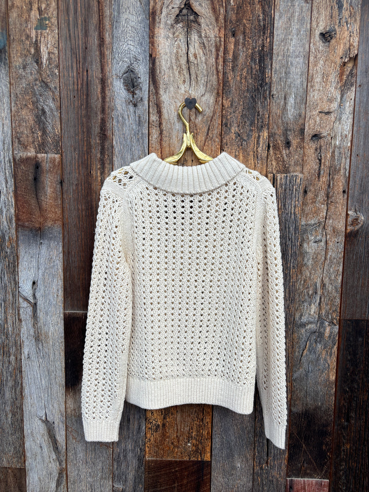 Lilla P Textured Polo Sweater Winter White