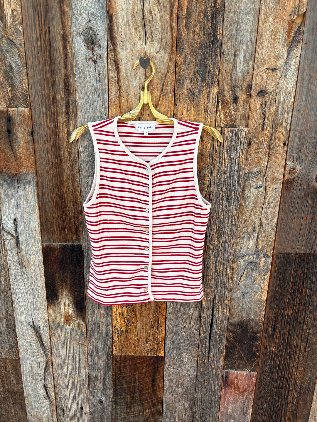 Bella Dahl Sleeveless Fitted Button Down - Sunset Sail Stripe
