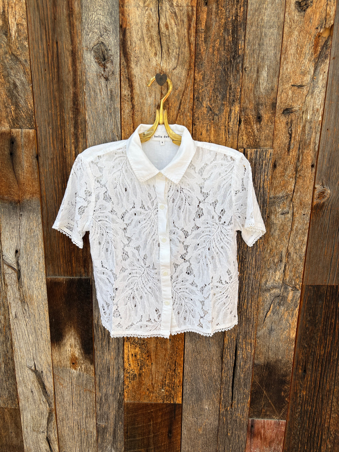 Bella Dahl S/S Contrast Button Down - White