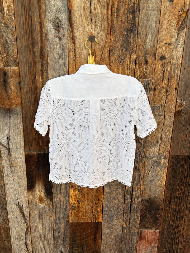Bella Dahl S/S Contrast Button Down - White