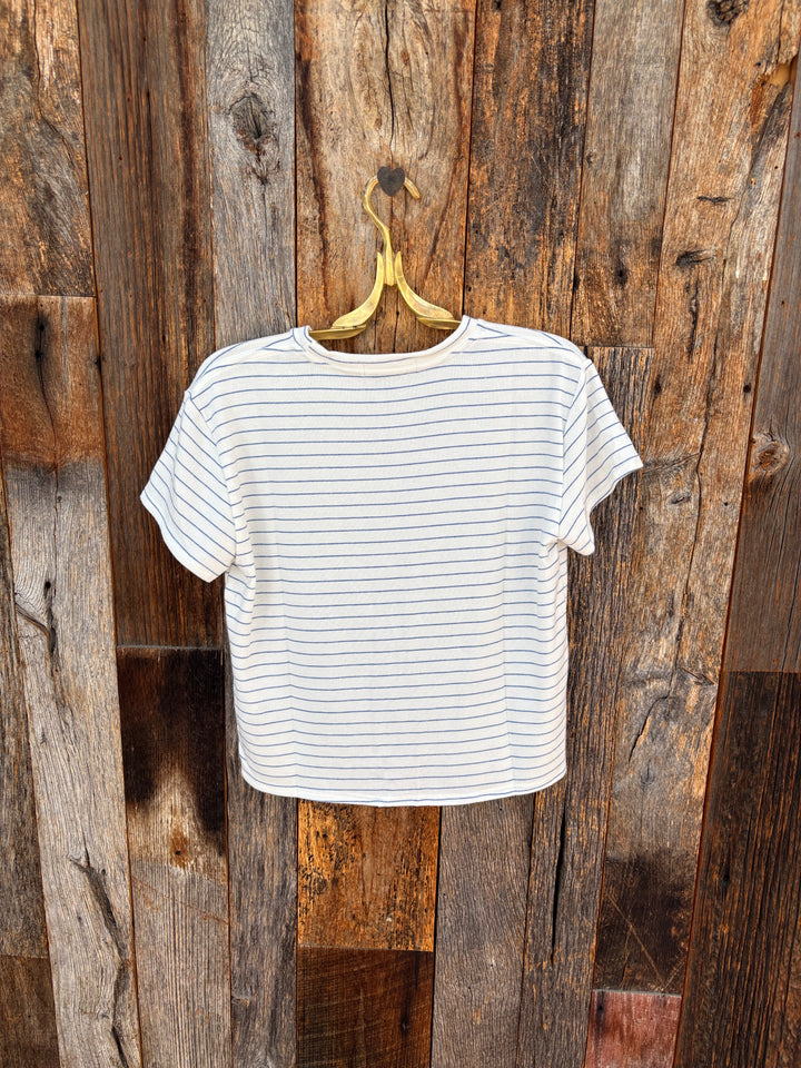 Perfect White Tee - Erin Brushed Sweater Stripe Crewneck Tee - Pacific Stripe