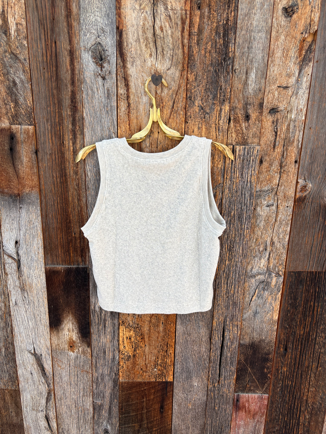 Perfect White Tee - Esther Loop Terry High Neck Crop Tank - Oatmeal