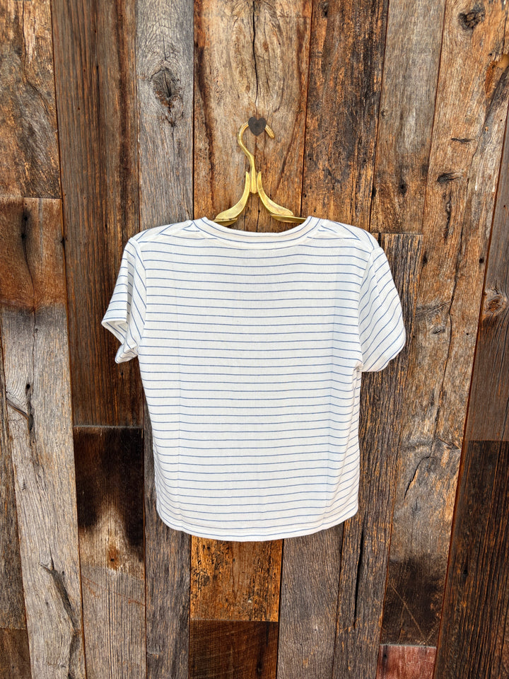 Perfect White Tee - Elliot Brushed Sweater Stripe VNeck - Pacific Stripe