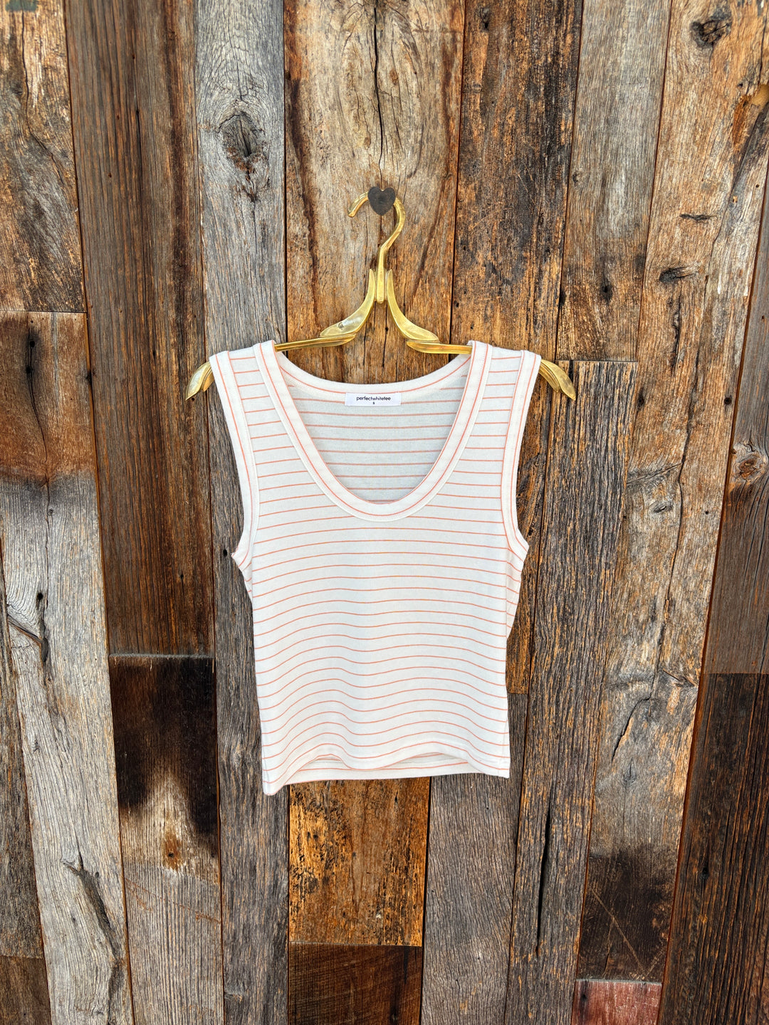 Perfect White Tee - Kendra Brushed Sweater Tank - Clementine Stripe