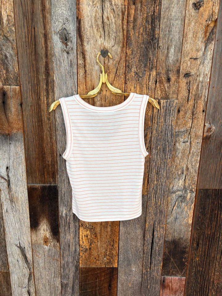 Perfect White Tee - Kendra Brushed Sweater Tank - Clementine Stripe