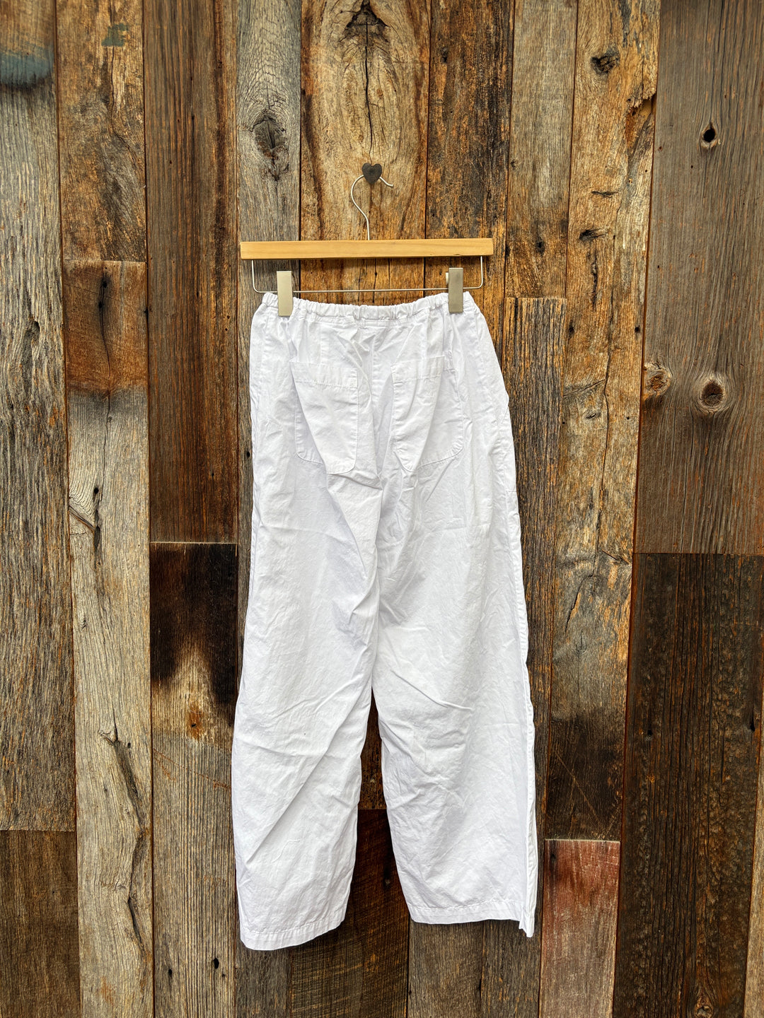 Llea Blue Poplin Sailor Pant - White