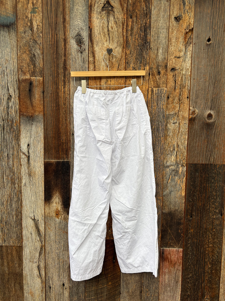 Llea Blue Poplin Sailor Pant - White