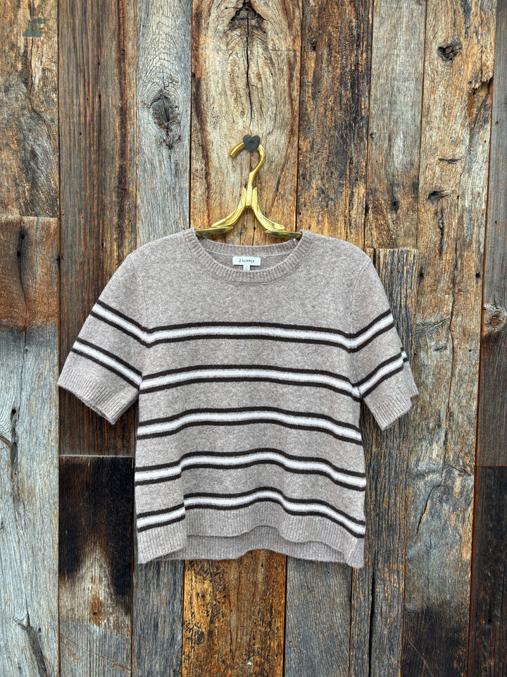 Z Supply Gatewood Stripe Sweater Heather Ash