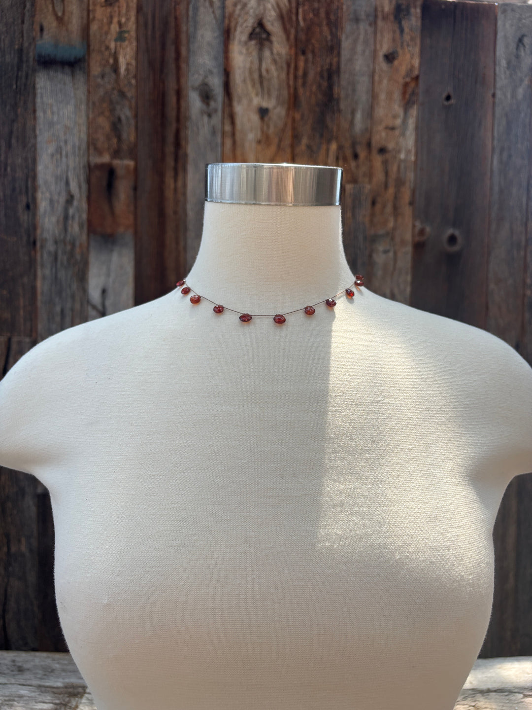 Elizabeth Nicole Knotted Hessonite Garnet on Silk Cord  N178D