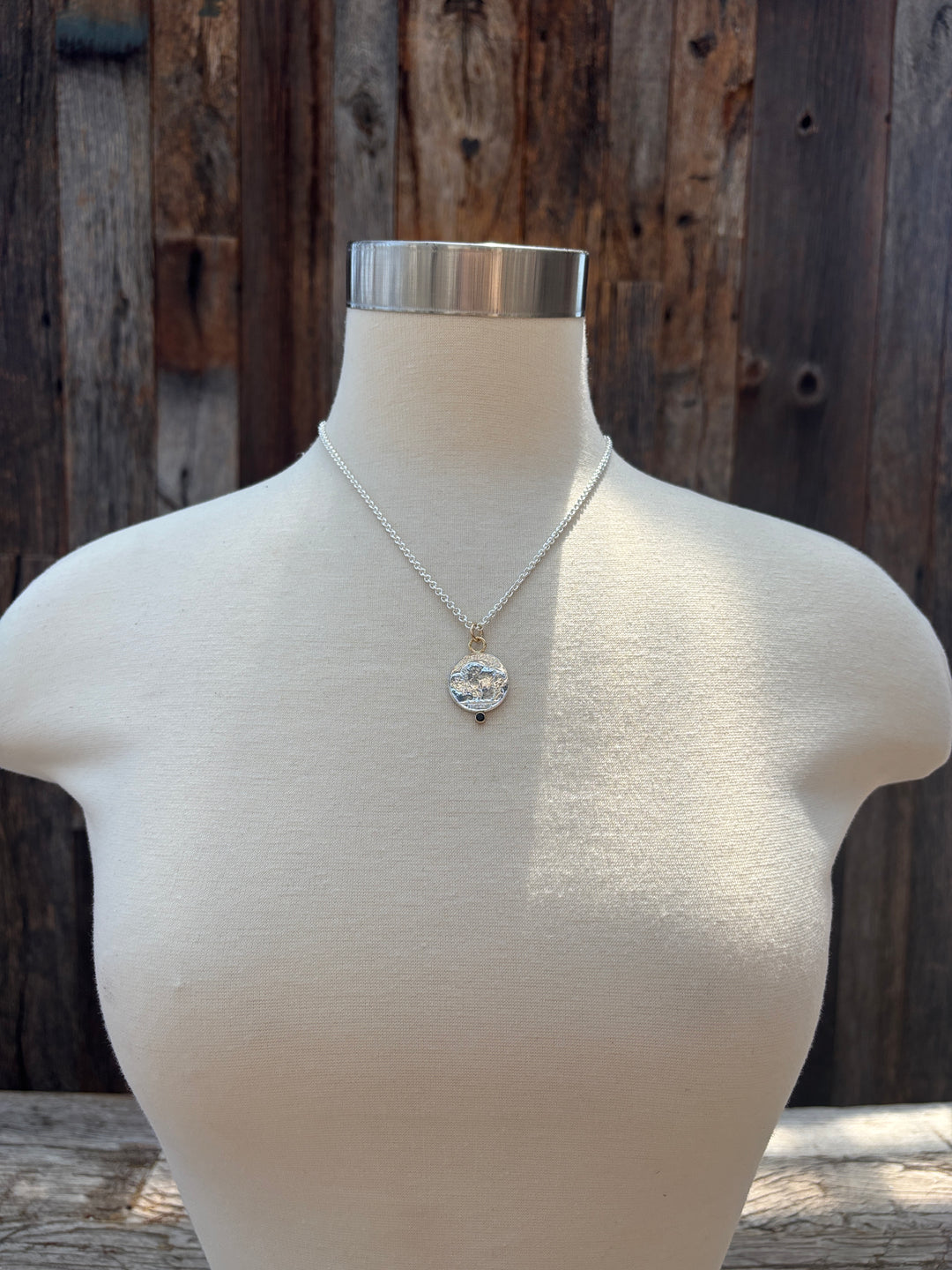 Ashton Buffalo Nickel Necklace w/ Black Spinel 14k gold