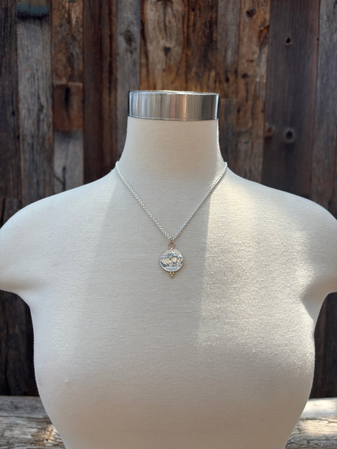 Ashton Fiore Medallion Necklace SS 18K Gold