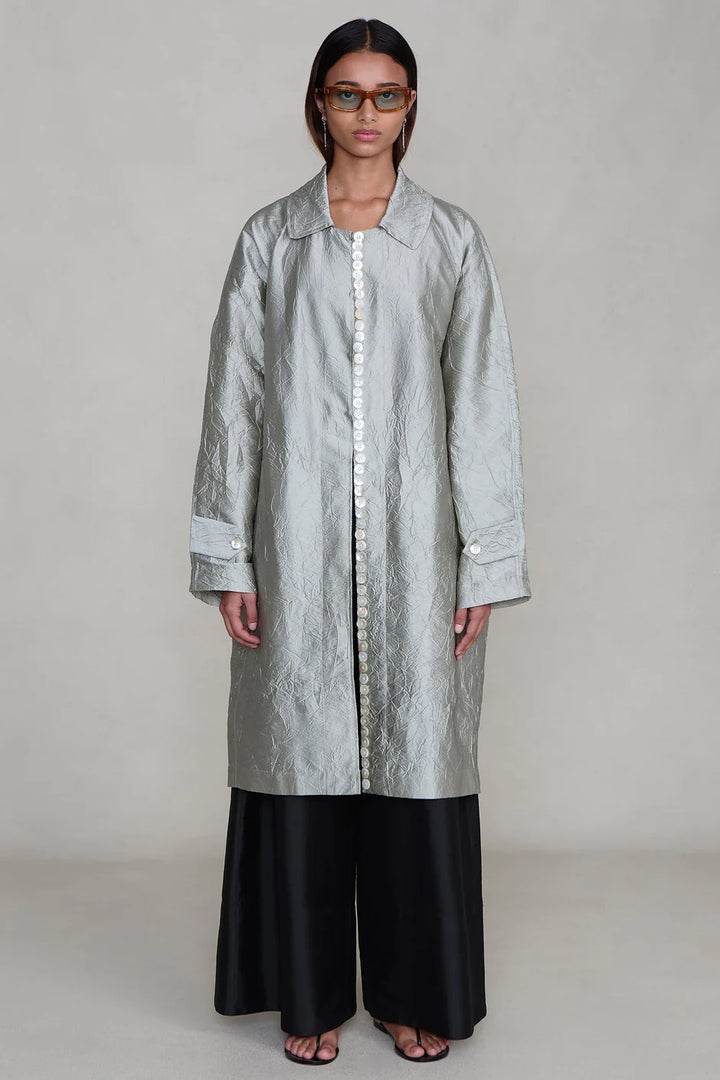 Chan Luu Techno Taffeta Row Coat Limestone