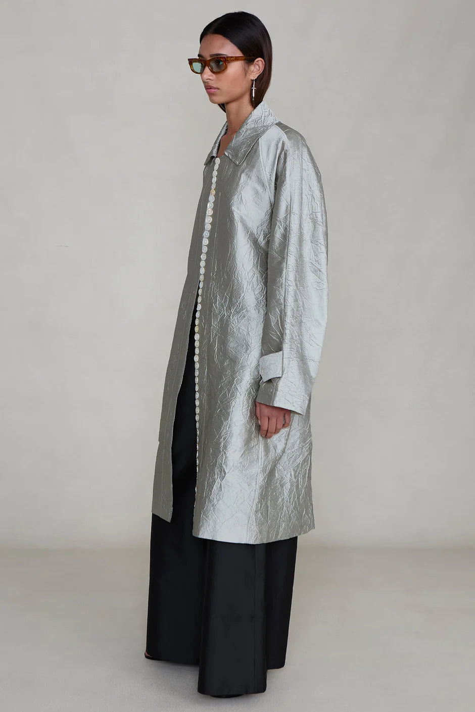 Chan Luu Techno Taffeta Row Coat Limestone