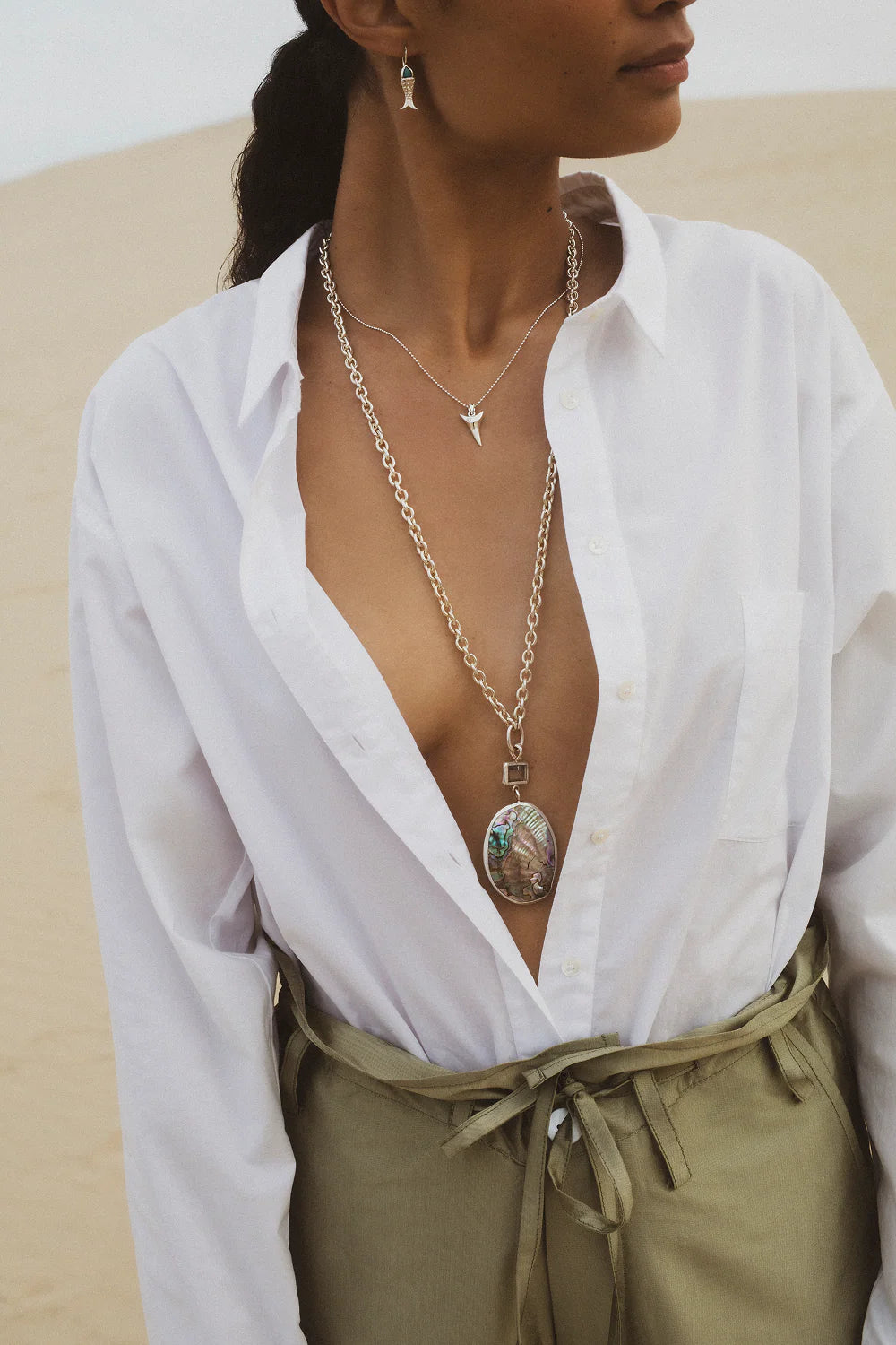 Chan Luu Mako Diamond Necklace Silver NSF-15376