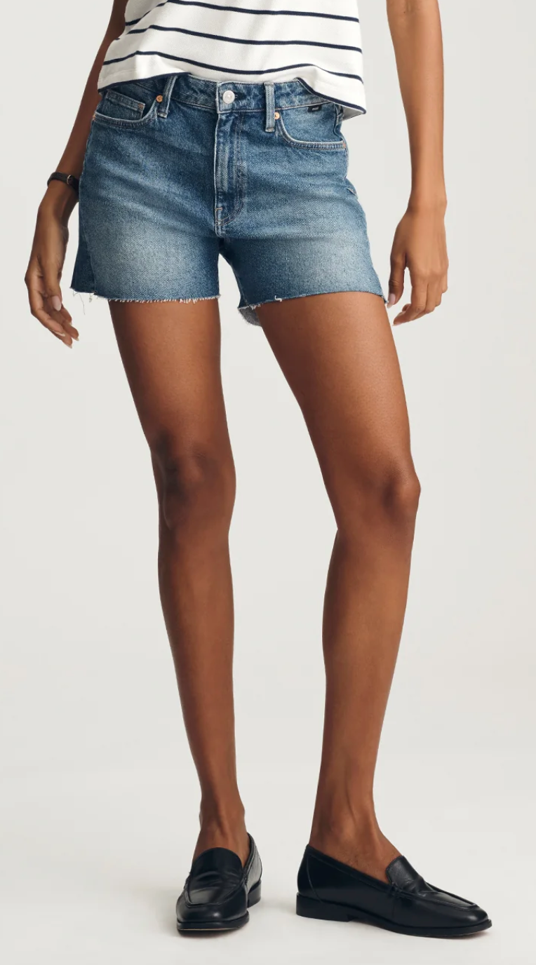Mavi Heidi Long High Rise Short Dark Used Classic Blue