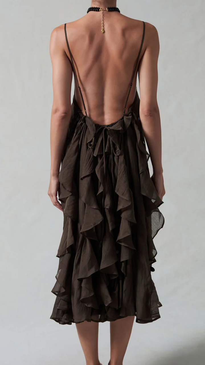 Chan Luu Bustle Dress Earth O/S