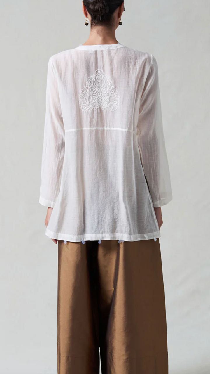 Chan Luu Sequin Tear Drop Blouse Ivory PC-BL-3028